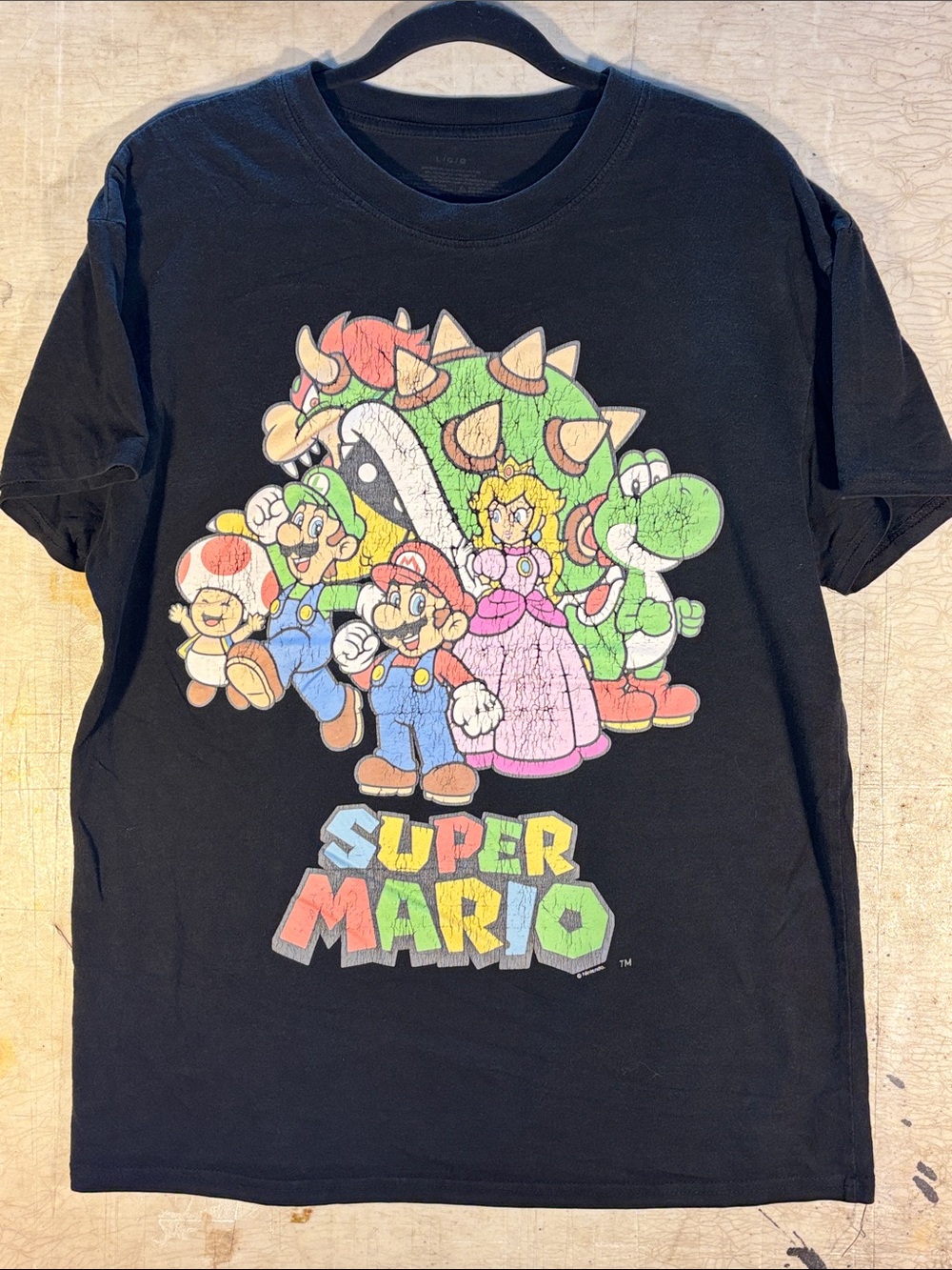 Nintendo Black Super Mario Character Graphic Tee